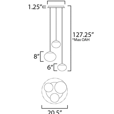 ET2 Nimbus LED 3-Light Pendant Black