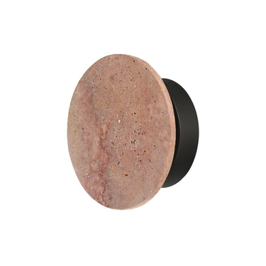 ET2 Discus backlit stone outdoor wall light, 7 in Rosso Laterite / Gunmetal, front view