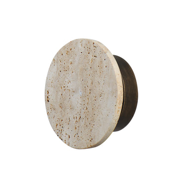 ET2 Discus backlit stone outdoor wall light, 7 in Travertine / Antique Bronze, front view