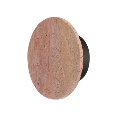 ET2 Discus backlit stone outdoor wall light, 9 in Rosso Laterite / Gunmetal, front view