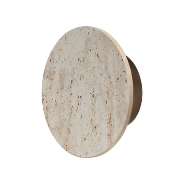 ET2 Discus backlit stone outdoor wall light, 9 in Travertine / Antique Bronze, front view
