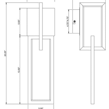 ET2 Link chain link wall sconce line drawing with dimensions
