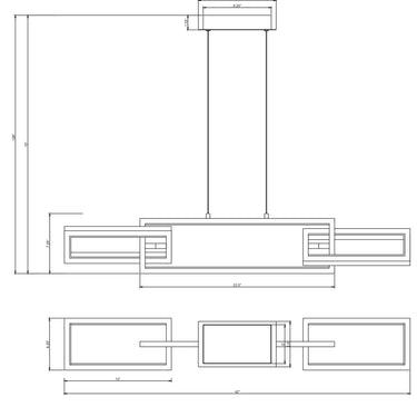 ET2 Link chain link pendant line drawing with dimensions