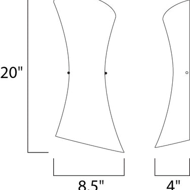 ET2 Conico opal glass panel wall sconce 2-Light line drawing with dimensions