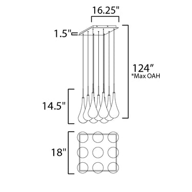 ET2 Larmes 9-Light LED Pendant Polished Chrome