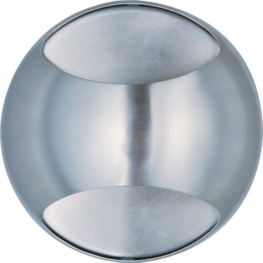 ET2 Wink domed hemisphere wall sconce, Satin Nickel, straight-on front view of the two curved openings