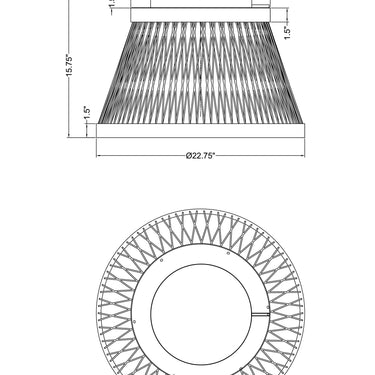 ET2 Loom woven cone flush mount line drawing with dimensions