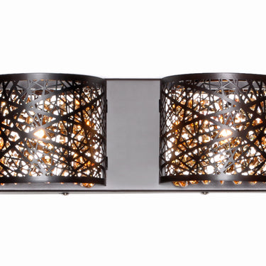 ET2 Inca laser-cut crystal wall sconce, 2-Light Bronze, Cognac glass, front view
