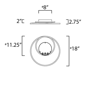 ET2 Cycle 18" LED Flush Mount Black
