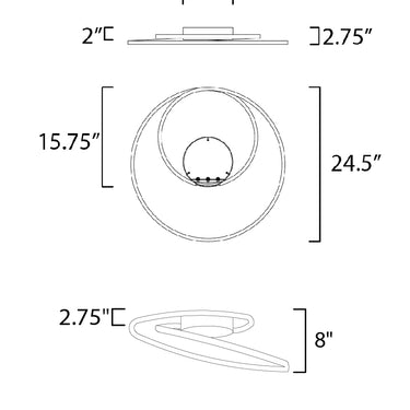 ET2 Cycle 24" LED Flush Mount Black