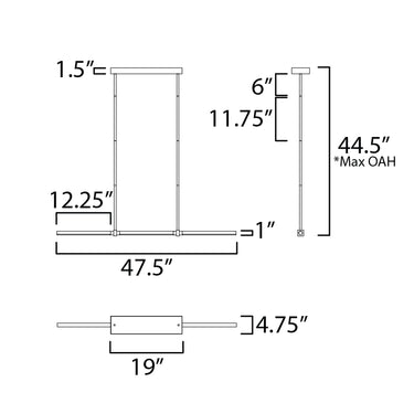 ET2 Dorian 48" Linear LED Pendant Black