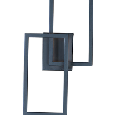 ET2 Traverse LED layered squares outdoor wall light, Black, front view of two overlapping open rectangular frames