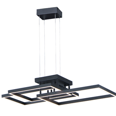 ET2 Traverse LED multi-light layered square pendant, 35.5 x 23.5 in Black, front view