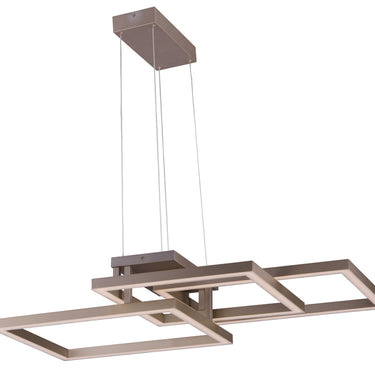 ET2 Traverse LED multi-light layered square pendant, 35.5 x 23.5 in Champagne, front view