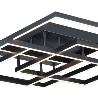 ET2 Traverse LED layered square flush mount, 31 in Black, front view