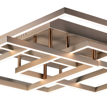 ET2 Traverse LED layered square flush mount, 31 in Champagne, front view