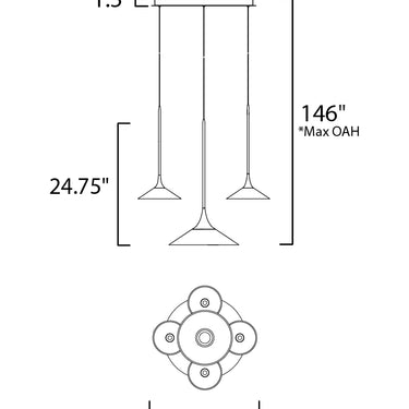 ET2 Cono LED 5-Light Pendant Polished Chrome