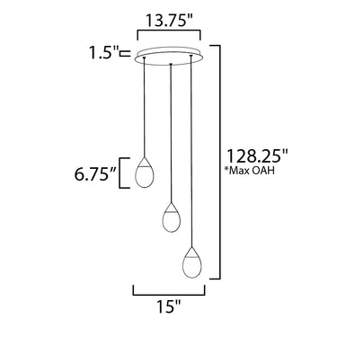 ET2 Dewdrop 3-Light LED Pendant Black
