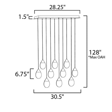 ET2 Dewdrop 10-Light LED Linear Pendant Black