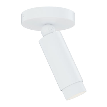 ET2 Cleo White adjustable spot flush mount with the cylinder tilted to one side