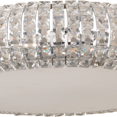 ET2 Bijou 6-Light crystal flush mount in Polished Chrome, front view of the wide crystal-covered dome