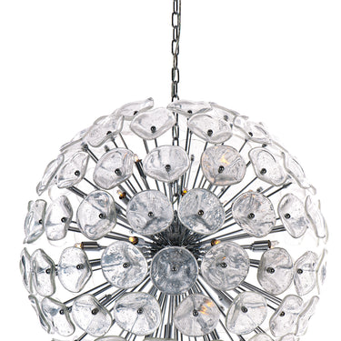 ET2 Fiori glass flower pendant, 28-Light Polished Chrome, front view