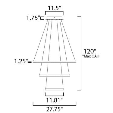 ET2 Quad 3-Tier LED Pendant Bronze