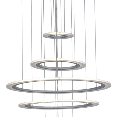 ET2 Saturn II LED multi-light ring pendant, 6-Light Matte Silver, front view