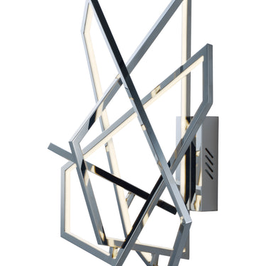 ET2 Trapezoid mitered chrome frame wall sconce, Polished Chrome, front view