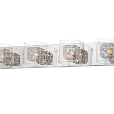 ET2 Gem crystal cube bath vanity light, 4-Light, Polished Chrome cubes, front view