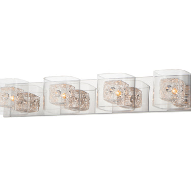 ET2 Gem crystal cube bath vanity light, 4-Light, Silver cubes, front view