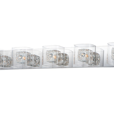 ET2 Gem crystal cube bath vanity light, 5-Light, Polished Chrome cubes, front view