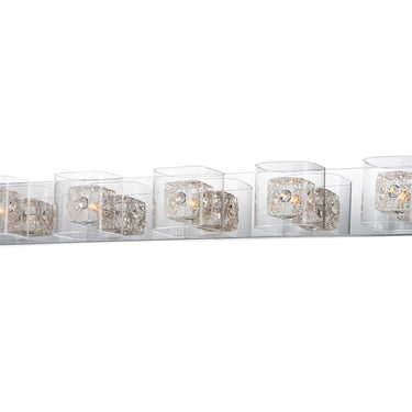 ET2 Gem crystal cube bath vanity light, 5-Light, Silver cubes, front view