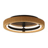 ET2 Kaia rattan ring flush mount chandelier, Antique Bronze, front view on white