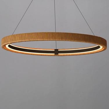 ET2 Kaia ring pendant, 36 in Antique Bronze, rattan-wrapped ring with a glowing LED underneath