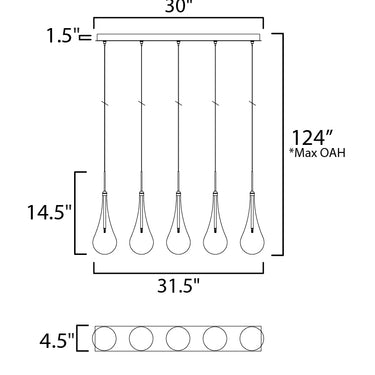 ET2 Larmes 5-Light LED Pendant Polished Chrome
