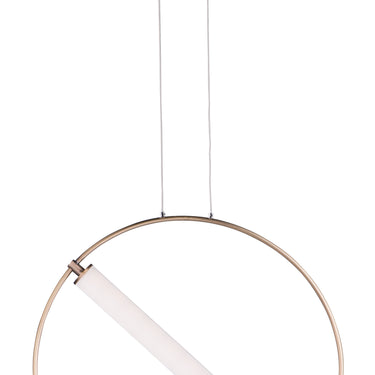 ET2 Flare ring tube pendant, 23.75 in Black / Soft Gold, front view