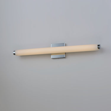 ET2 Soprano glass tube bar bath vanity light, 24 in, lit warm white, mounted horizontally
