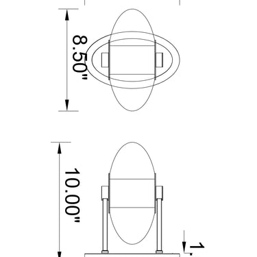 ET2 Amulet wavy glass band wall sconce line drawing with dimensions