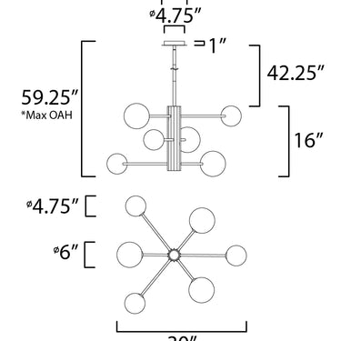 ET2 Cog 7-Light LED Chandelier Black/Satin Nickel