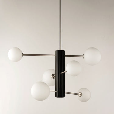 ET2 Cog 7-Light LED Chandelier Black/Satin Nickel