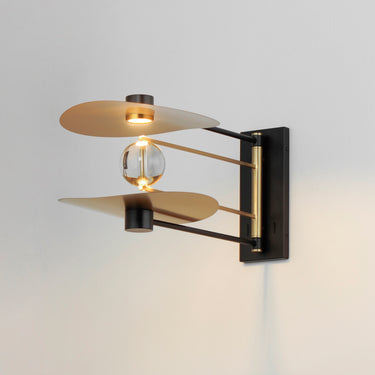 ET2 Pearl 2-Light LED Sconce Black/Natural Aged Brass