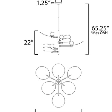 ET2 Pearl 6-Light LED Chandelier Black/Natural Aged Brass