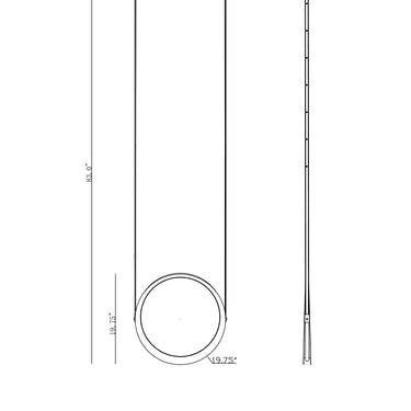 ET2 Tether leather ring pendant line drawing with dimensions