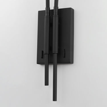 ET2 Marsh Black wall sconce close-up of the backplate and two arms