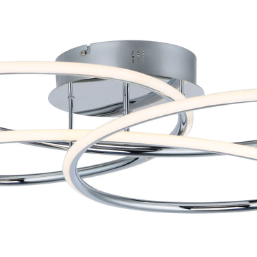 ET2 Coaster Polished Chrome flush mount, front view of interlocking chrome rings on white