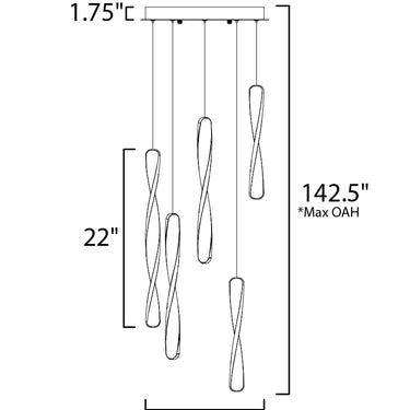 ET2 Pirouette 5-Light LED Pendant Black