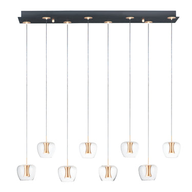 ET2 Newton multi-light apple glass pendant, 8-Light Black / Gold, front view