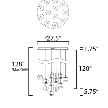 ET2 Newton 12-Light LED Pendant Black/Gold