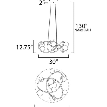ET2 Planetary 8-Light LED Chandelier Gold
